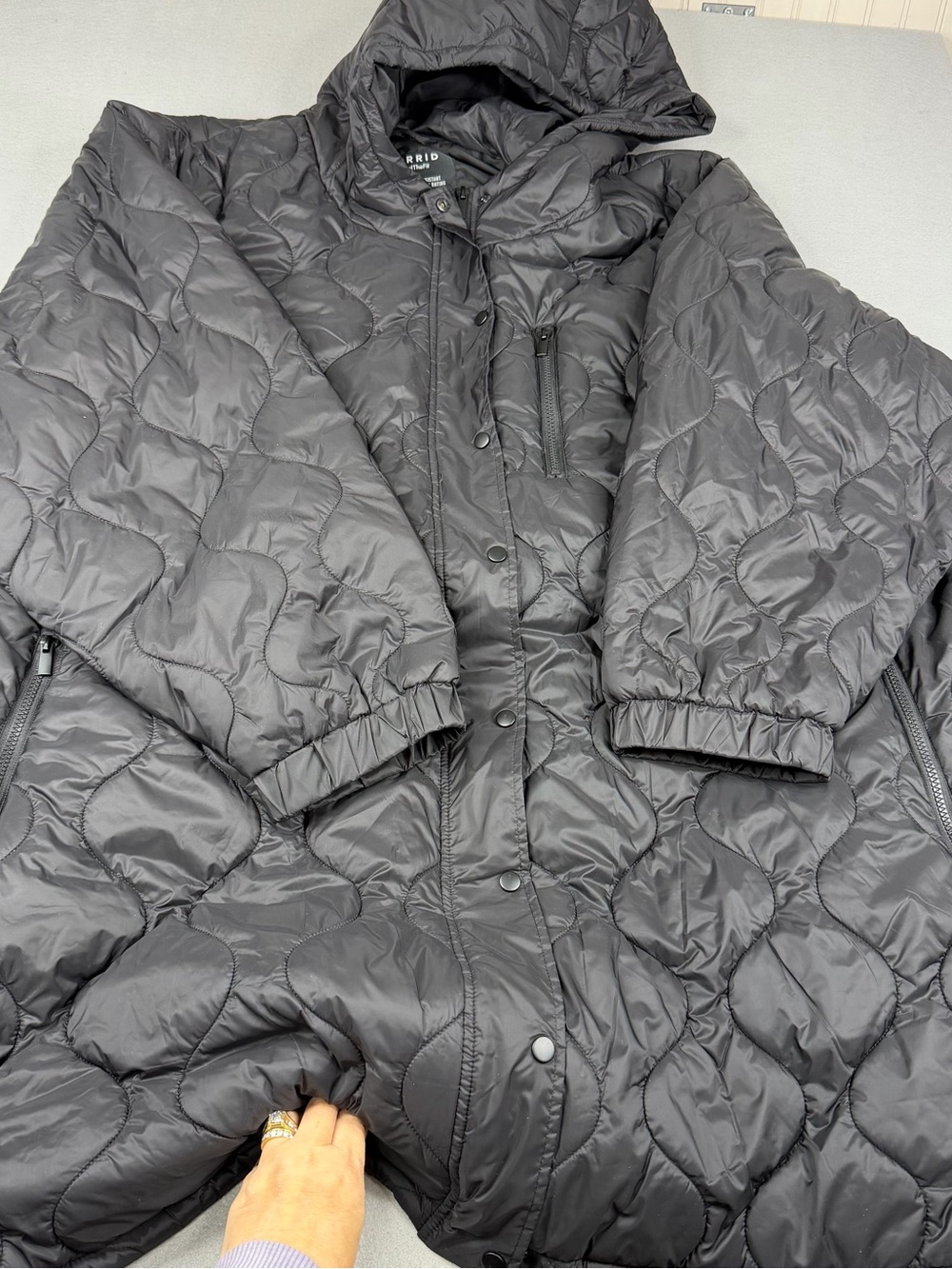 Torrid Black Nylon Lightweight Puffer Coat Hooded Plus 6X 30 Quilted